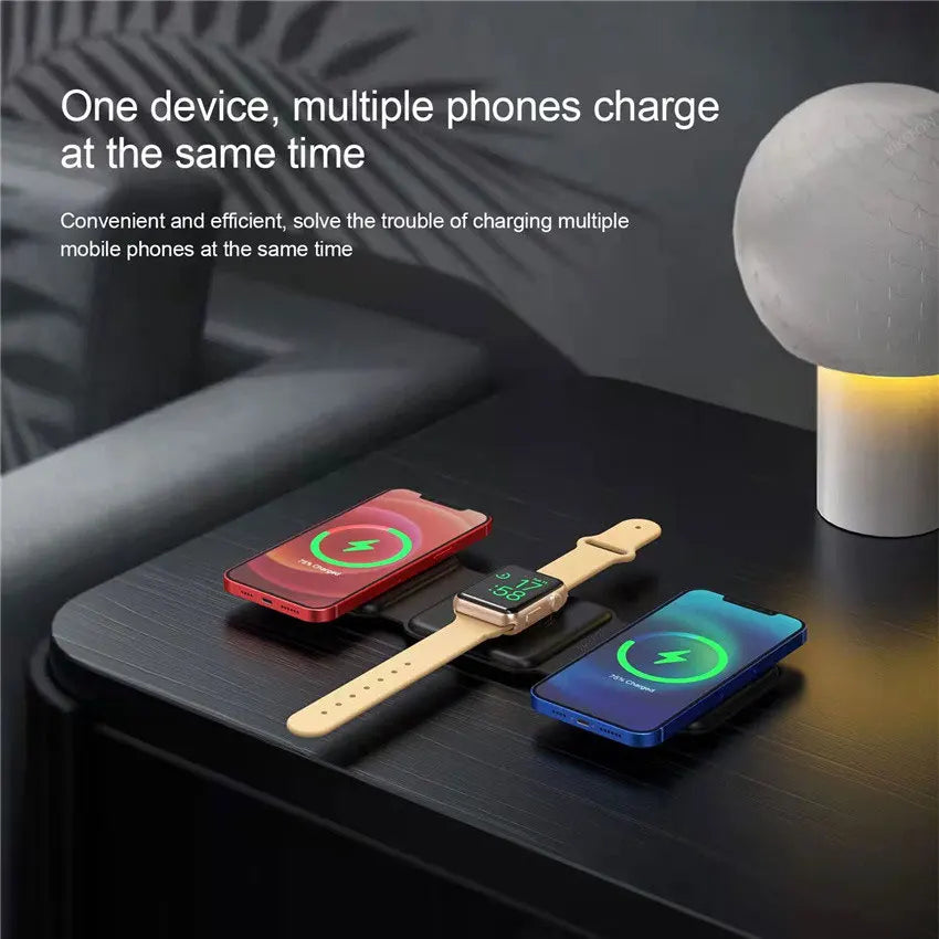 3-in-1 100W Wireless Charging Station – Magnetic Foldable Pad for iPhone 15/14/13/12, Apple Watch & AirPods