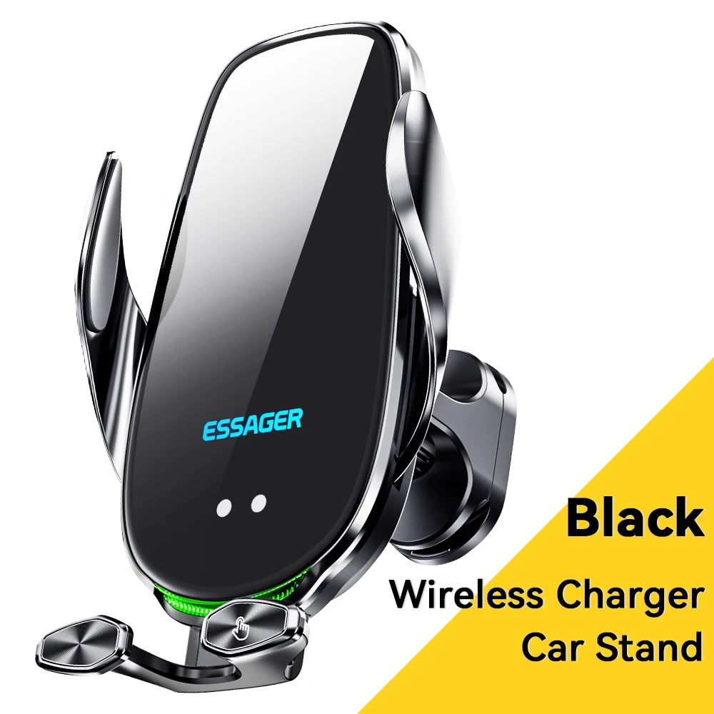 Essager Qi 15W Wireless Charger & Car Phone Holder – Fast Charging Car Mount for iPhone, Xiaomi, Huawei & More