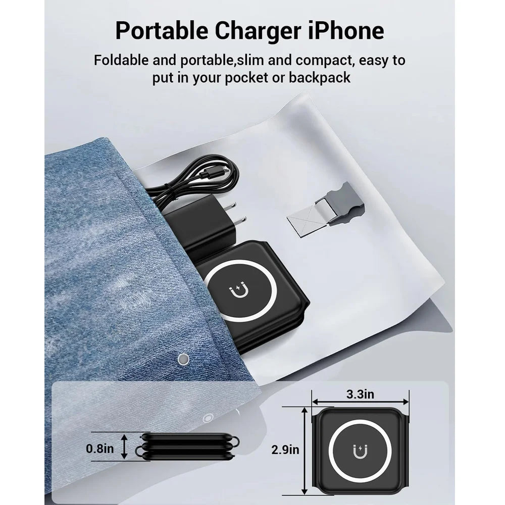 in-1 Foldable Fast Wireless Charger for iPhone 14/13/12 Series, AirPods 3/2 Pro & Apple Watch