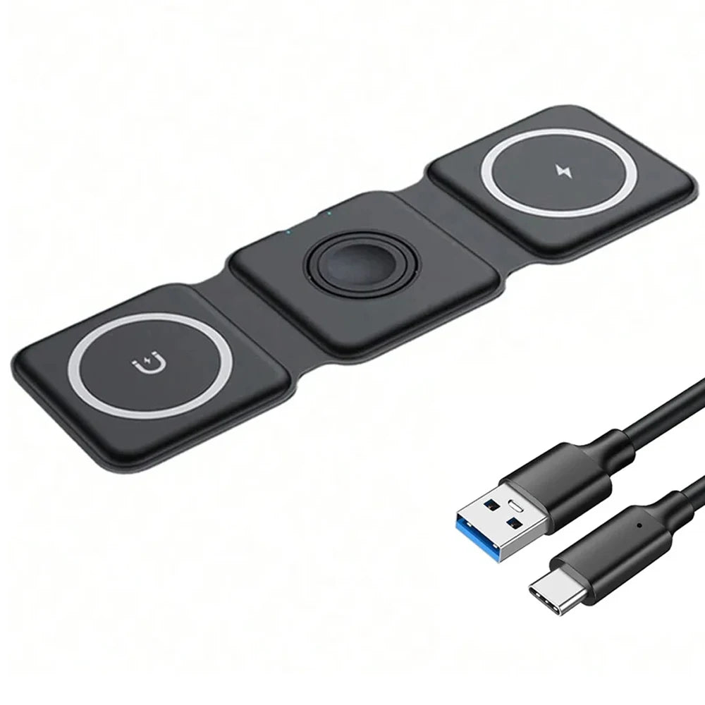 in-1 Foldable Fast Wireless Charger for iPhone 14/13/12 Series, AirPods 3/2 Pro & Apple Watch