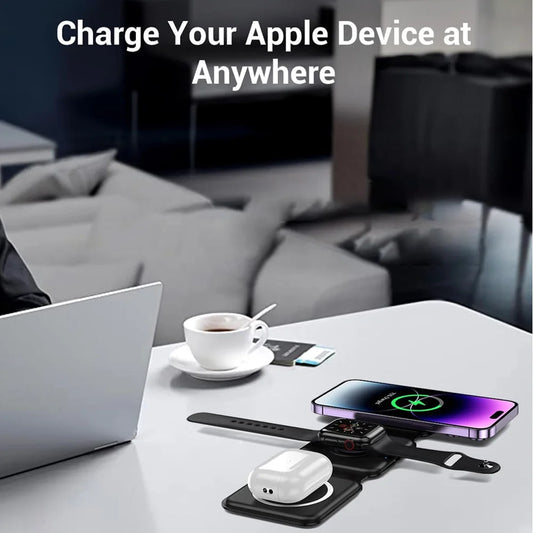 in-1 Foldable Fast Wireless Charger for iPhone 14/13/12 Series, AirPods 3/2 Pro & Apple Watch