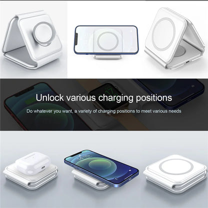 3-in-1 100W Wireless Charging Station – Magnetic Foldable Pad for iPhone 15/14/13/12, Apple Watch & AirPods