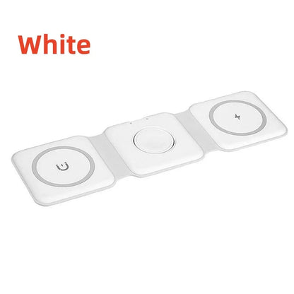 Maerknon 3-in-1 Magnetic Wireless Charger – Foldable Fast Charging Dock for iPhone, Apple Watch & AirPods