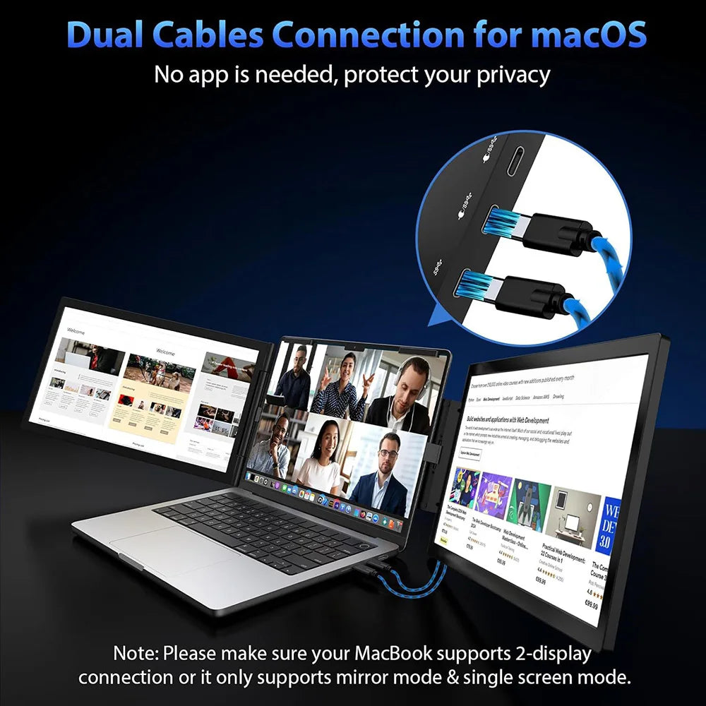 14" Portable Dual/Single Monitor – FHD IPS USB-C Laptop Screen Extender for Trading, Programming & Gaming