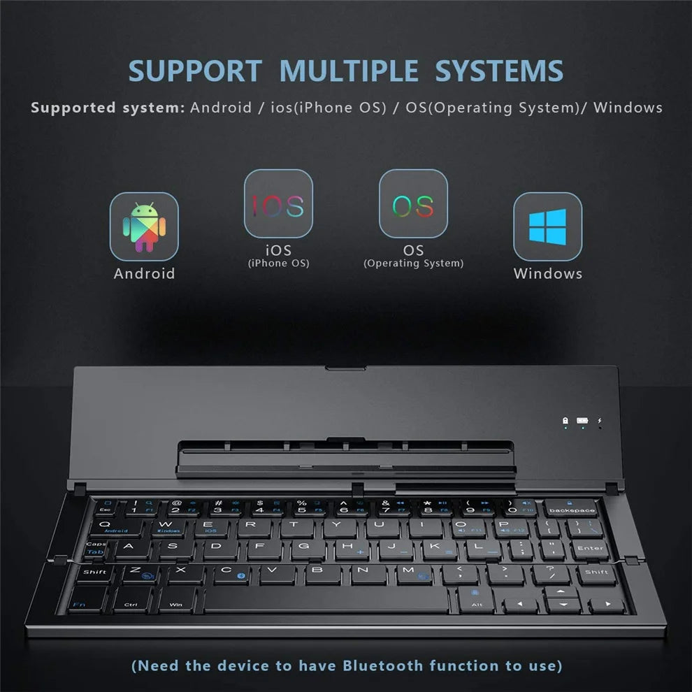 Folding Bluetooth Keyboard – Pocket-Size Aluminium Alloy Wireless Keyboard for iPad, iPhone & Android