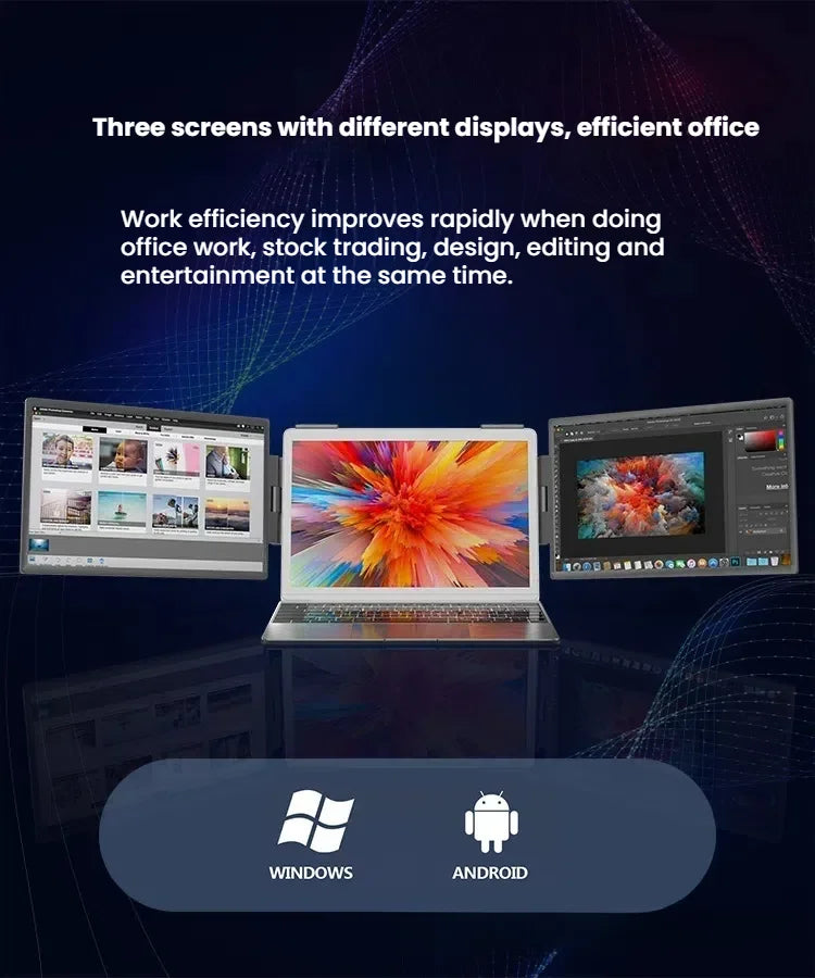 14" Portable Dual/Single Monitor – FHD IPS USB-C Laptop Screen Extender for Trading, Programming & Gaming