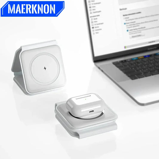 Maerknon 3-in-1 Magnetic Wireless Charger – Foldable Fast Charging Dock for iPhone, Apple Watch & AirPods