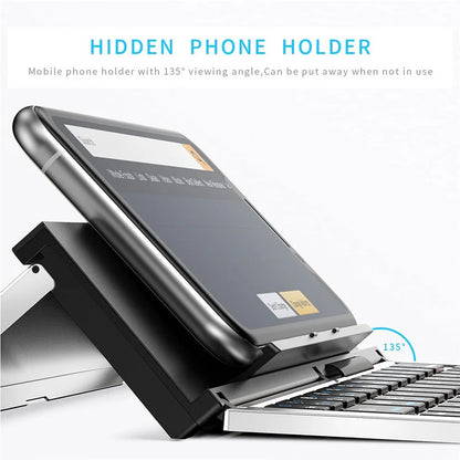 Folding Bluetooth Keyboard – Pocket-Size Aluminium Alloy Wireless Keyboard for iPad, iPhone & Android
