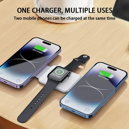 Maerknon 3-in-1 Magnetic Wireless Charger – Foldable Fast Charging Dock for iPhone, Apple Watch & AirPods