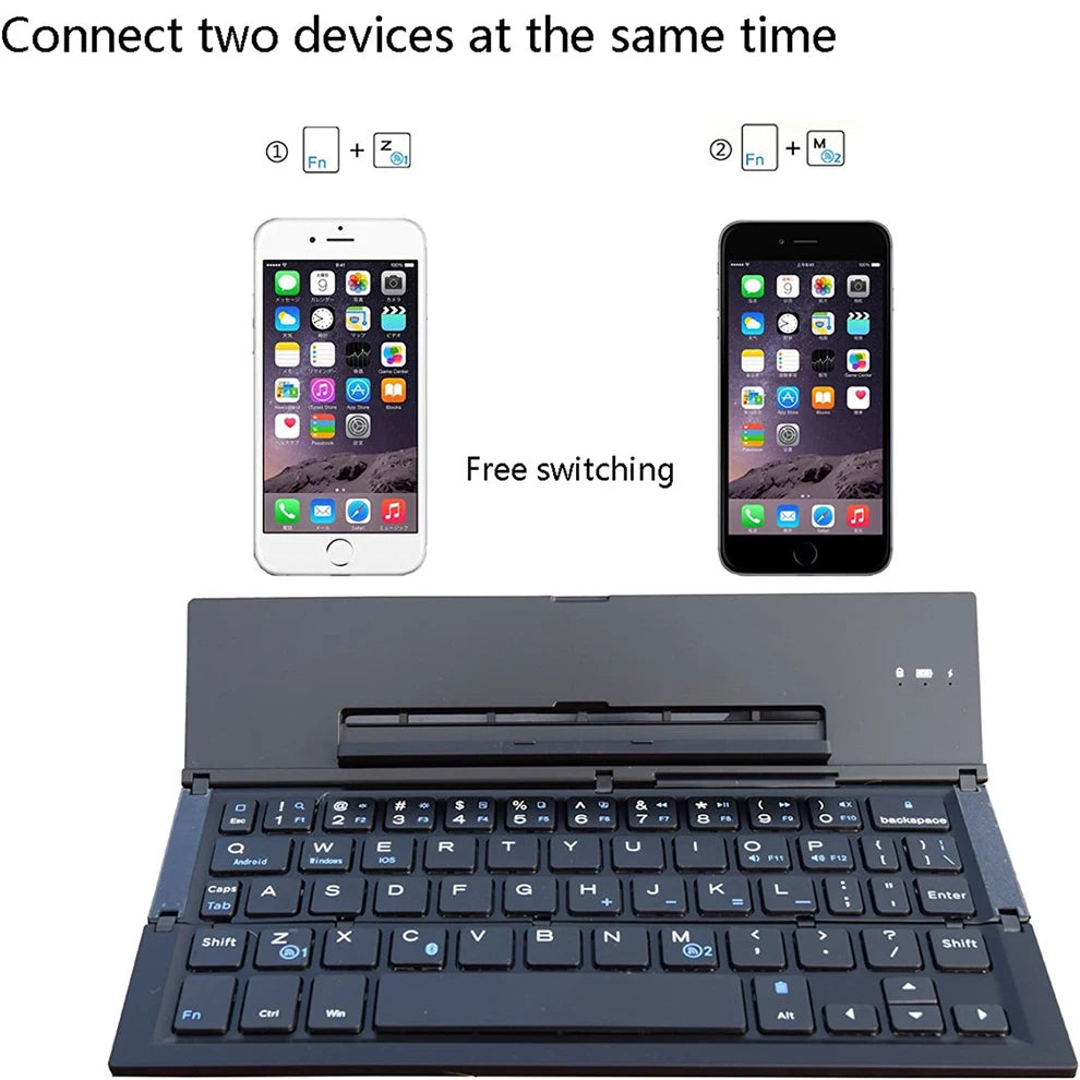Folding Bluetooth Keyboard – Pocket-Size Aluminium Alloy Wireless Keyboard for iPad, iPhone & Android