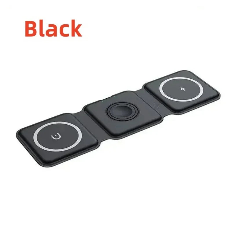Maerknon 3-in-1 Magnetic Wireless Charger – Foldable Fast Charging Dock for iPhone, Apple Watch & AirPods