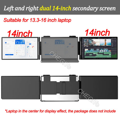 14" Portable Dual/Single Monitor – FHD IPS USB-C Laptop Screen Extender for Trading, Programming & Gaming