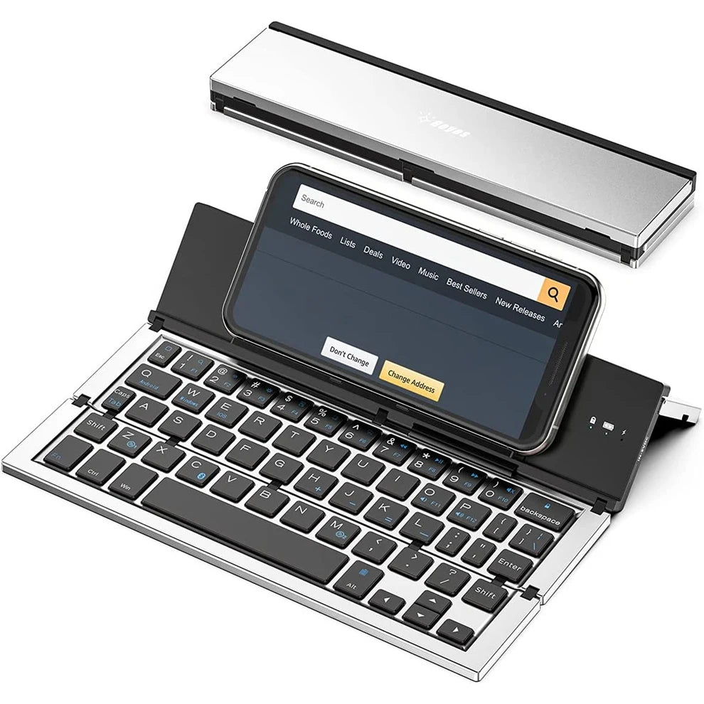 Folding Bluetooth Keyboard – Pocket-Size Aluminium Alloy Wireless Keyboard for iPad, iPhone & Android