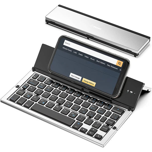 Folding Bluetooth Keyboard – Pocket-Size Aluminium Alloy Wireless Keyboard for iPad, iPhone & Android