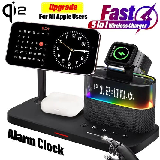 VIKEFON 5-in-1 Wireless Charging Station – Multi-Device Fast Charger for iPhone, Apple Watch, AirPods & More