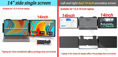 14" Portable Dual/Single Monitor – FHD IPS USB-C Laptop Screen Extender for Trading, Programming & Gaming
