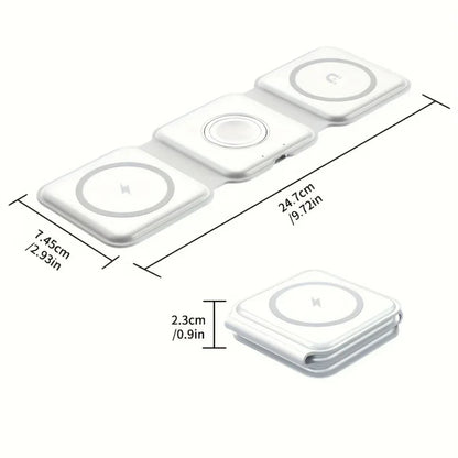 Maerknon 3-in-1 Magnetic Wireless Charger – Foldable Fast Charging Dock for iPhone, Apple Watch & AirPods