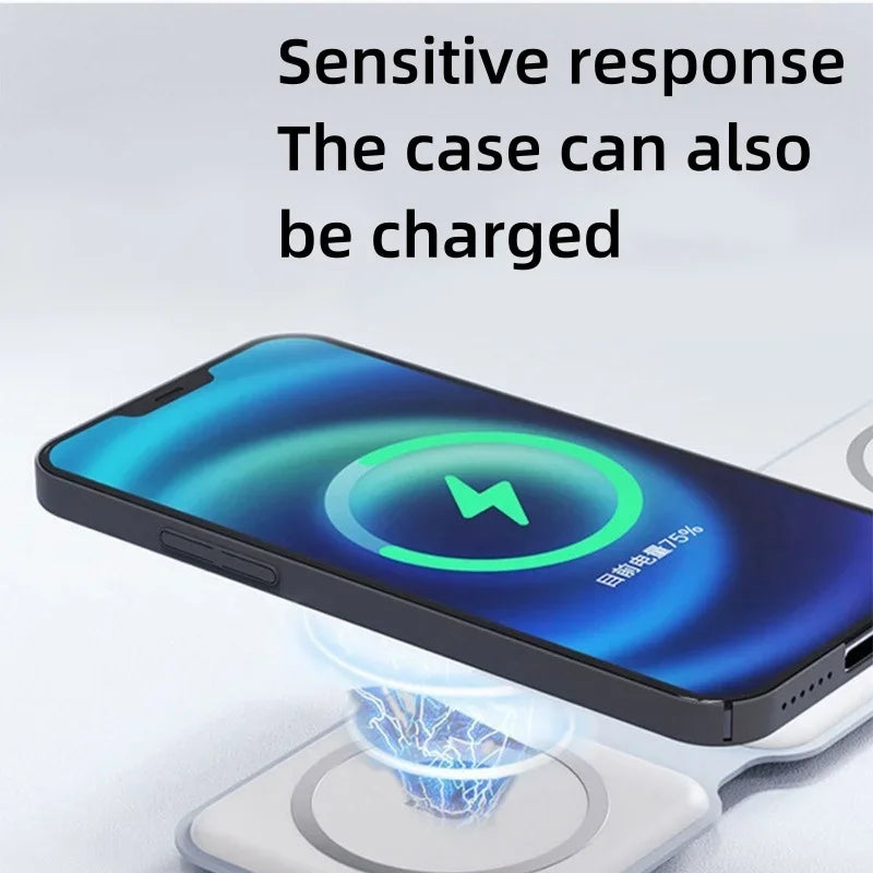 Maerknon 3-in-1 Magnetic Wireless Charger – Foldable Fast Charging Dock for iPhone, Apple Watch & AirPods