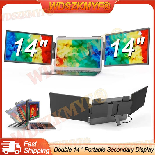 14" Portable Dual/Single Monitor – FHD IPS USB-C Laptop Screen Extender for Trading, Programming & Gaming