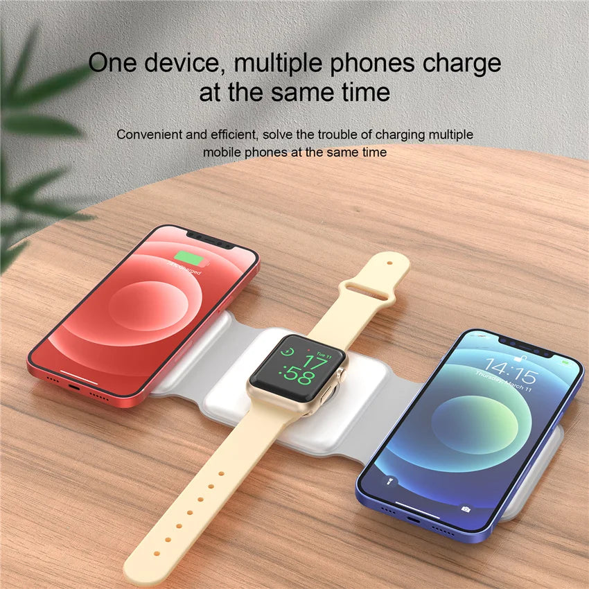 3-in-1 100W Wireless Charging Station – Magnetic Foldable Pad for iPhone 15/14/13/12, Apple Watch & AirPods