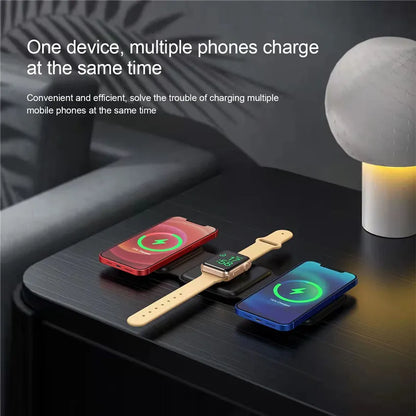 3-in-1 100W Wireless Charging Station – Magnetic Foldable Pad for iPhone 15/14/13/12, Apple Watch & AirPods
