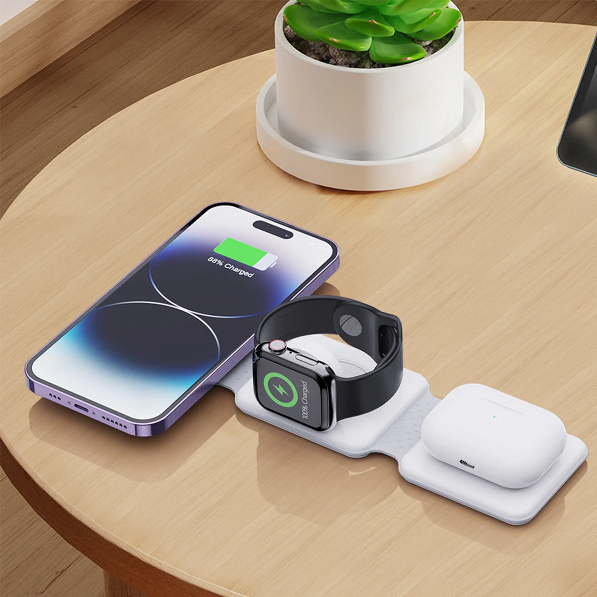 in-1 Foldable Fast Wireless Charger for iPhone 14/13/12 Series, AirPods 3/2 Pro & Apple Watch