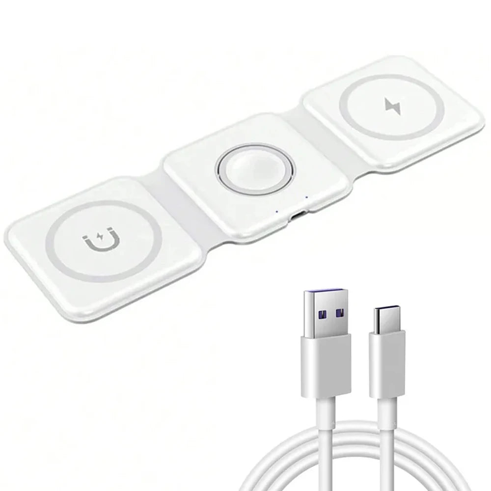 in-1 Foldable Fast Wireless Charger for iPhone 14/13/12 Series, AirPods 3/2 Pro & Apple Watch