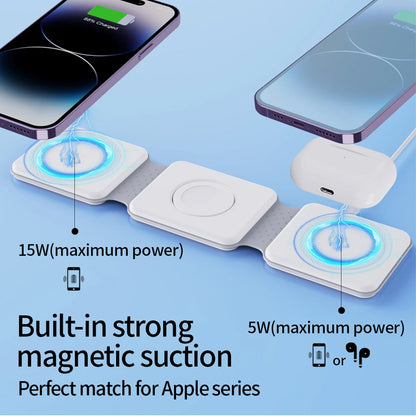 in-1 Foldable Fast Wireless Charger for iPhone 14/13/12 Series, AirPods 3/2 Pro & Apple Watch
